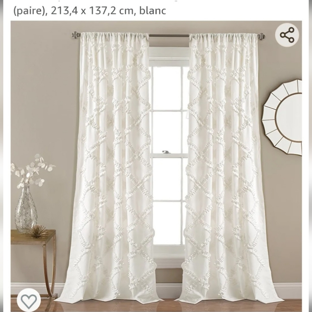 2 Pieces. White Textured Curtains 54" X 84"